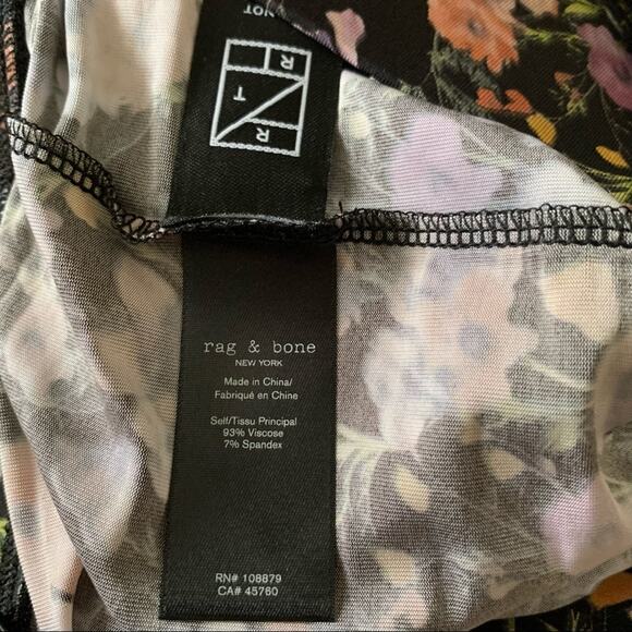 RAG & BONE Black Floral Sabeen Printed Tights-S - Picture 9 of 9